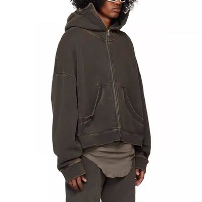 Collar con capucha sin forro ropa callejera de peso pesado con capucha vintage para hombres