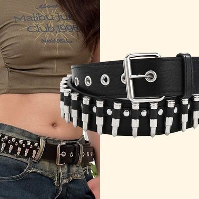 Estilo ordinario 2-4cm cinturón de remachado punk occidental para hombres con decoración de pantalón de hebilla lisa