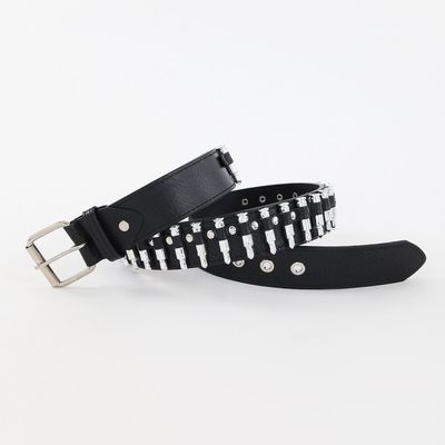Estilo ordinario 2-4cm cinturón de remachado punk occidental para hombres con decoración de pantalón de hebilla lisa