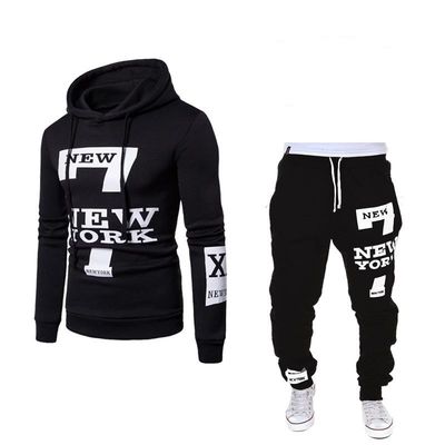 Pullover de patrón sólido sudadera deportiva de lana con capucha y juego de joggers para hombres
