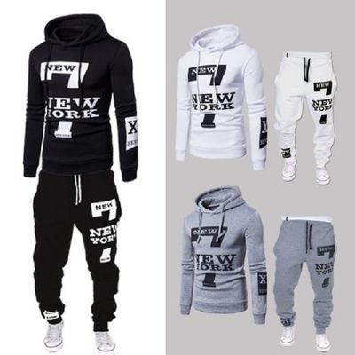 Pullover de patrón sólido sudadera deportiva de lana con capucha y juego de joggers para hombres