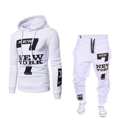 Pullover de patrón sólido sudadera deportiva de lana con capucha y juego de joggers para hombres