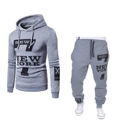 Pullover de patrón sólido sudadera deportiva de lana con capucha y juego de joggers para hombres