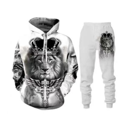 Traje de hombre con capucha traje Rey León Impresión 3D Vestidos deportivos Traje de manga larga
