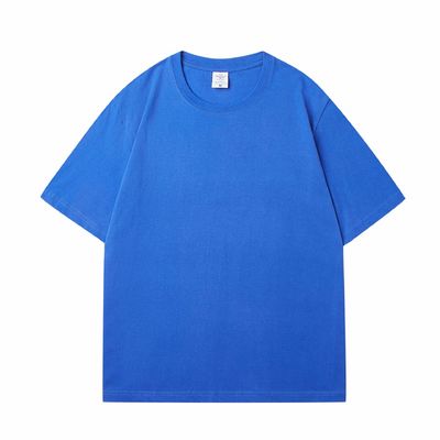 T-shirt de algodón de tamaño grande 100% de peso para hombres cuello falso en blanco peso pesado multicolor
