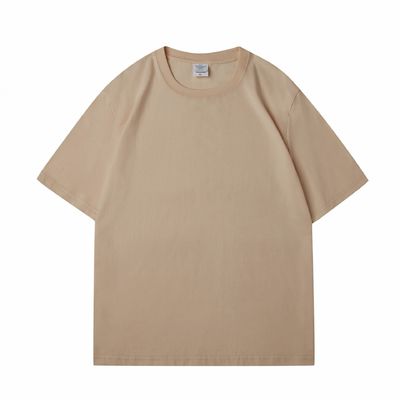 T-shirt de algodón de tamaño grande 100% de peso para hombres cuello falso en blanco peso pesado multicolor