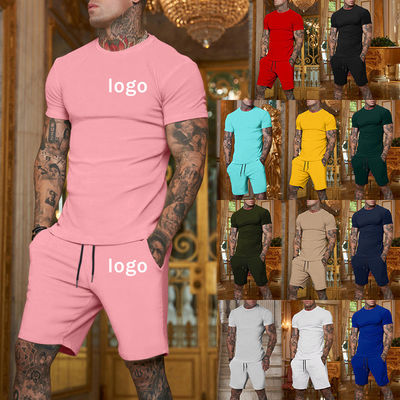 Logotipo personalizado Traje de deporte de tamaño más para hombres 2 piezas de ropa exterior de estiramiento Traje corredor de cortos