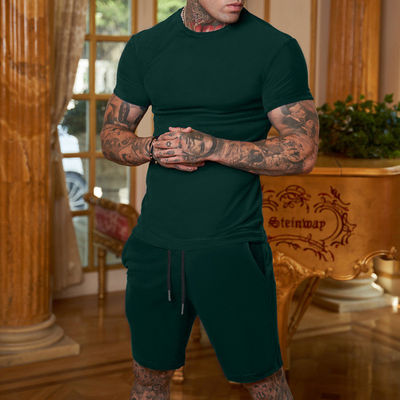 Logotipo personalizado Traje de deporte de tamaño más para hombres 2 piezas de ropa exterior de estiramiento Traje corredor de cortos