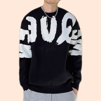 Suéter espeso para hombres con diseño de letras grandes perfecto para la moda y la comodidad de invierno