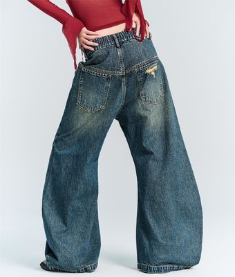 Vestidos de calle Moda estilo Y2K Piernas largas rectas ajustadas Jeans de denim con decoración de agujero