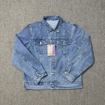 Traje de deporte de hombres de gran tamaño traje de chaqueta personalizado casual 2 piezas con tela de denim