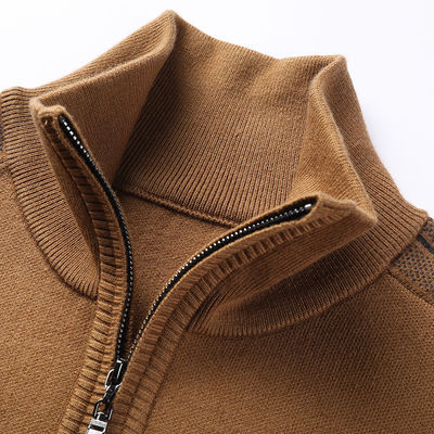 Suéter de punto de collar de tortuga acrílico de invierno de media cremallera sólida para hombres