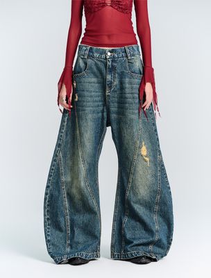 Vestidos de calle Moda estilo Y2K Piernas largas rectas ajustadas Jeans de denim con decoración de agujero