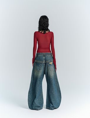 Vestidos de calle Moda estilo Y2K Piernas largas rectas ajustadas Jeans de denim con decoración de agujero