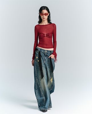Vestidos de calle Moda estilo Y2K Piernas largas rectas ajustadas Jeans de denim con decoración de agujero