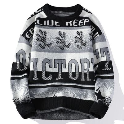 Logotipo personalizado Jacquard Tricot suéter masculino en estilo casual de gran tamaño para el confort del invierno