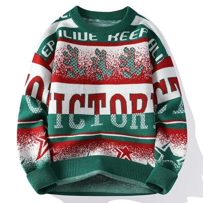 Logotipo personalizado Jacquard Tricot suéter masculino en estilo casual de gran tamaño para el confort del invierno