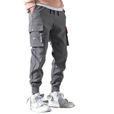 Pantalones de carga con bolsillo de impresión para hombres cintura media más lana de poliéster/algodón de punto