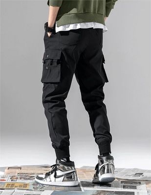 Pantalones de carga con bolsillo de impresión para hombres cintura media más lana de poliéster/algodón de punto