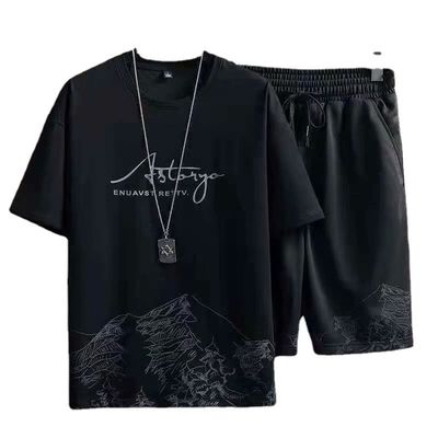 Camiseta TT de estilo masculino estilo de verano con pantalones cortos de secado rápido