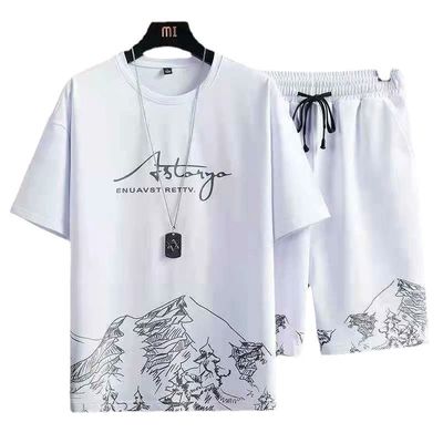Camiseta TT de estilo masculino estilo de verano con pantalones cortos de secado rápido