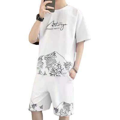 Camiseta TT de estilo masculino estilo de verano con pantalones cortos de secado rápido