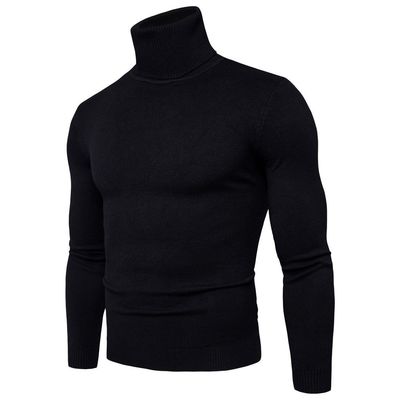 Suéter masculino de color sólido con dos solapas y función de material altamente elástico
