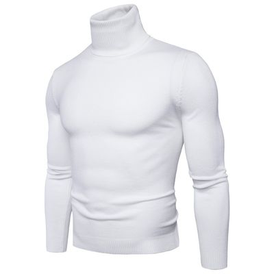 Suéter masculino de color sólido con dos solapas y función de material altamente elástico