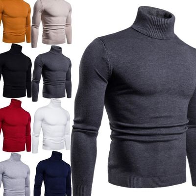 Suéter masculino de color sólido con dos solapas y función de material altamente elástico