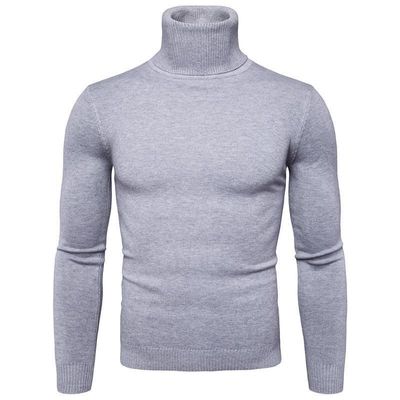 Suéter masculino de color sólido con dos solapas y función de material altamente elástico