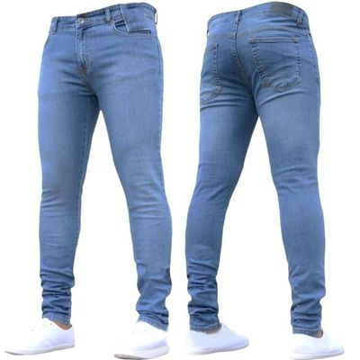 Apoyo 7 días Muestra de pedido Tiempo de entrega Jeans ajustados para hombres Jeans de color sólido Jeans de lápiz denim