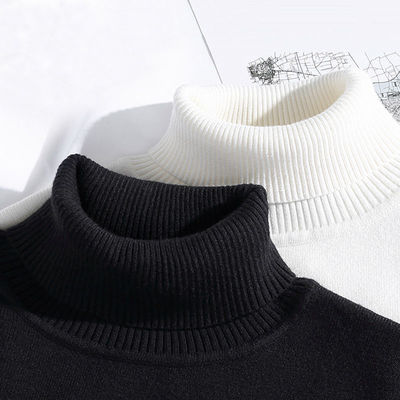 Pantalones de punto de primavera suéter de cuello alto para hombres blusa interior a prueba de viento camisa de fondo