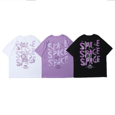 Camiseta de hombre de manga corta unisex Carta de dibujos animados de algodón Impresión con tela transpirable