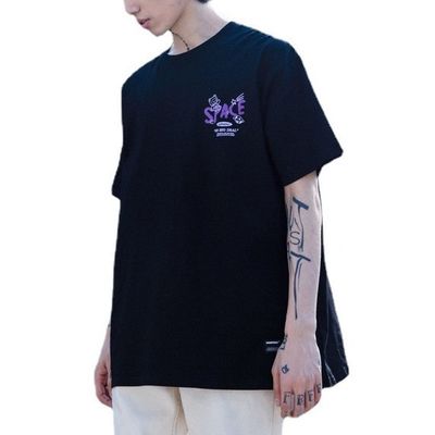 Camiseta de hombre de manga corta unisex Carta de dibujos animados de algodón Impresión con tela transpirable