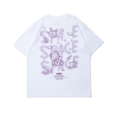 Camiseta de hombre de manga corta unisex Carta de dibujos animados de algodón Impresión con tela transpirable
