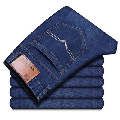 Jeans para hombres de estiramiento grueso tubo recto suelto cintura alta talla más lavado casual lavado de arena