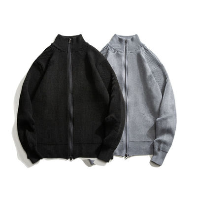 Cardigan con cremallera suéter de punto de cuello de tortuga para hombres con 100% de poliéster en primavera