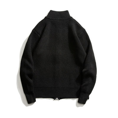 Cardigan con cremallera suéter de punto de cuello de tortuga para hombres con 100% de poliéster en primavera
