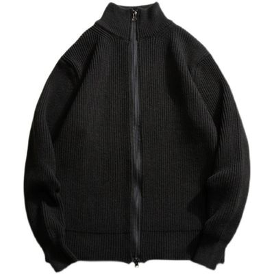 Cardigan con cremallera suéter de punto de cuello de tortuga para hombres con 100% de poliéster en primavera