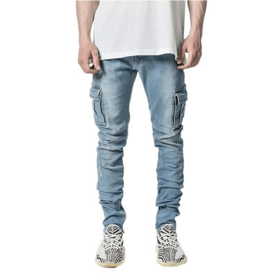 Jeans delgados con bolsillos laterales pantalones de denim secos rápidos