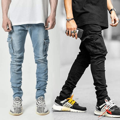 Jeans delgados con bolsillos laterales pantalones de denim secos rápidos