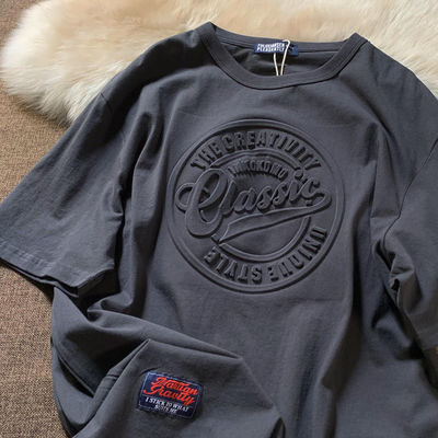 Diseño personalizado camiseta vintage para hombres Impresión 3D Puff Respirable 180 gramos Fibra de poliéster