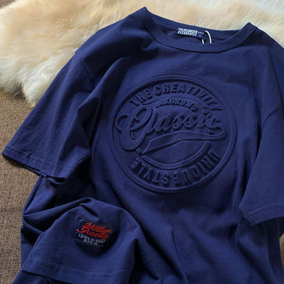 Diseño personalizado camiseta vintage para hombres Impresión 3D Puff Respirable 180 gramos Fibra de poliéster