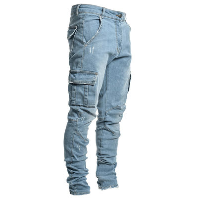 Jeans delgados con bolsillos laterales pantalones de denim secos rápidos