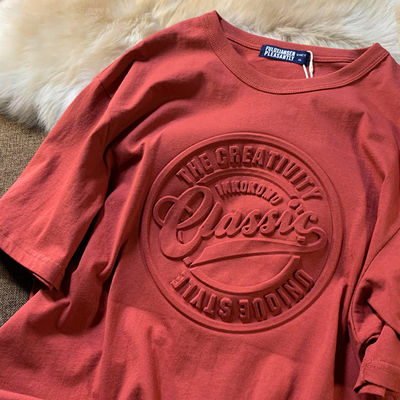 Diseño personalizado camiseta vintage para hombres Impresión 3D Puff Respirable 180 gramos Fibra de poliéster