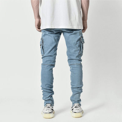 Jeans delgados con bolsillos laterales pantalones de denim secos rápidos