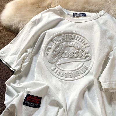 Diseño personalizado camiseta vintage para hombres Impresión 3D Puff Respirable 180 gramos Fibra de poliéster