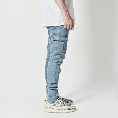 Jeans delgados con bolsillos laterales pantalones de denim secos rápidos