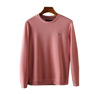 Suéter de cuello O-Neck bordado de hombre de cuello redondo Terry Pullover sin forro y mano de obra