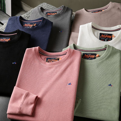 Suéter de cuello O-Neck bordado de hombre de cuello redondo Terry Pullover sin forro y mano de obra